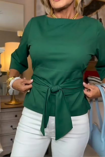 Draped Wide Ruched Structured Plain Straight Top