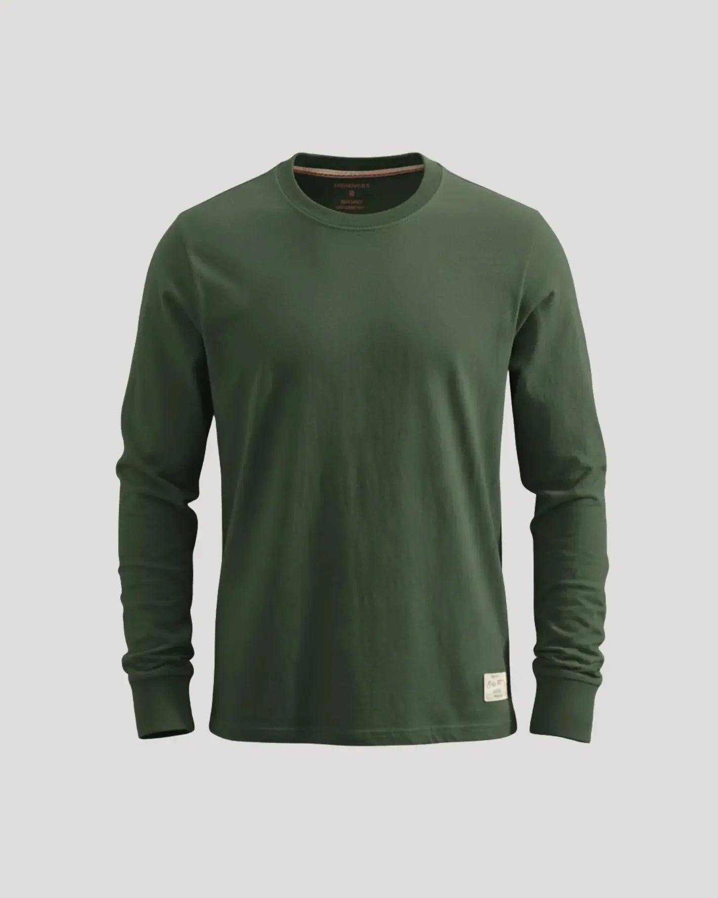 Round Neck Long Sleeved Cuffed Solid Shirt