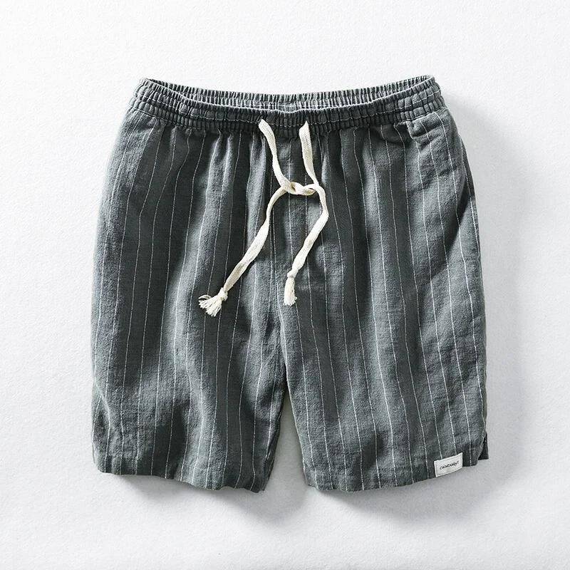 Striped Elasticized Drawstring Gathered Textured Loose Short