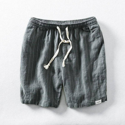 Striped Elasticized Drawstring Gathered Textured Loose Short