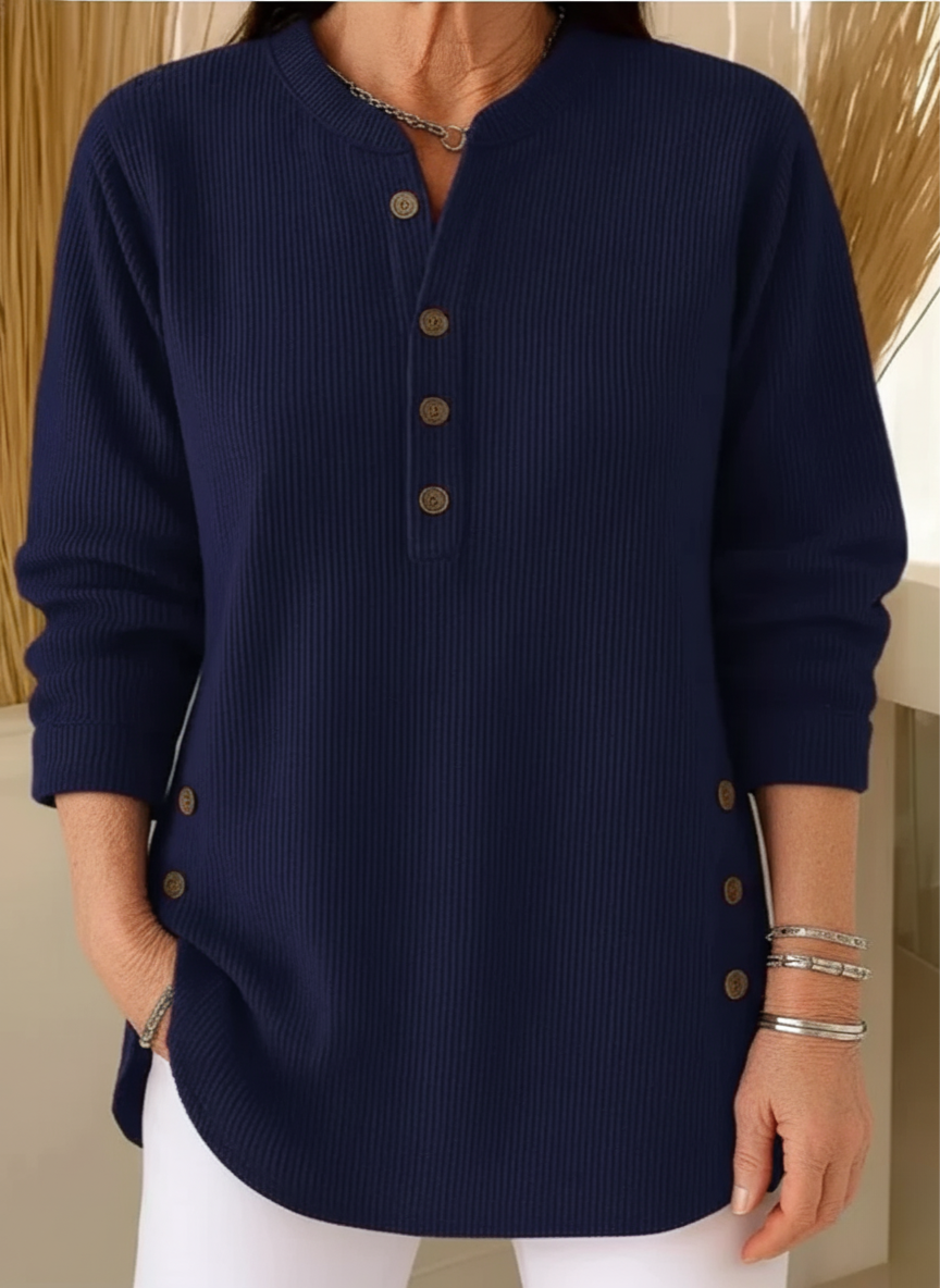 Women's Button Front Long Sleeve Ribbed Knit Sweater