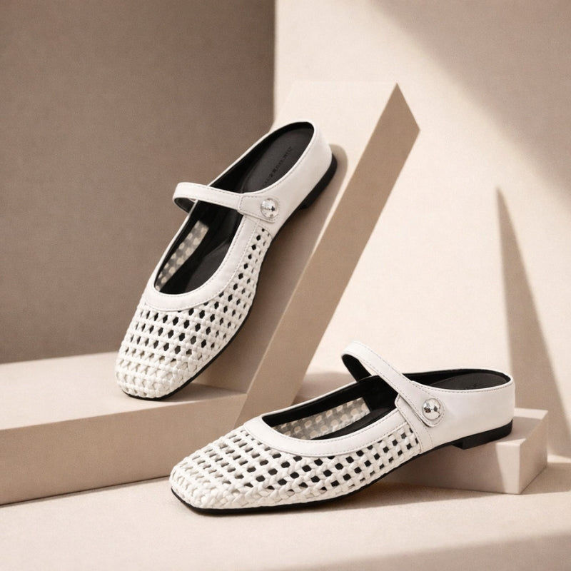 Square Toe Woven Strap Sandals