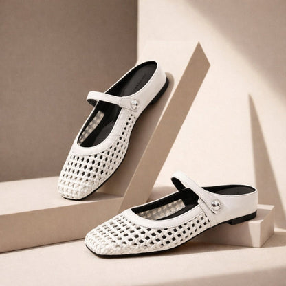Square Toe Woven Strap Sandals