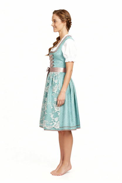 Sweetheart Neck Short Sleeve Lace Apron Dirndl Dress