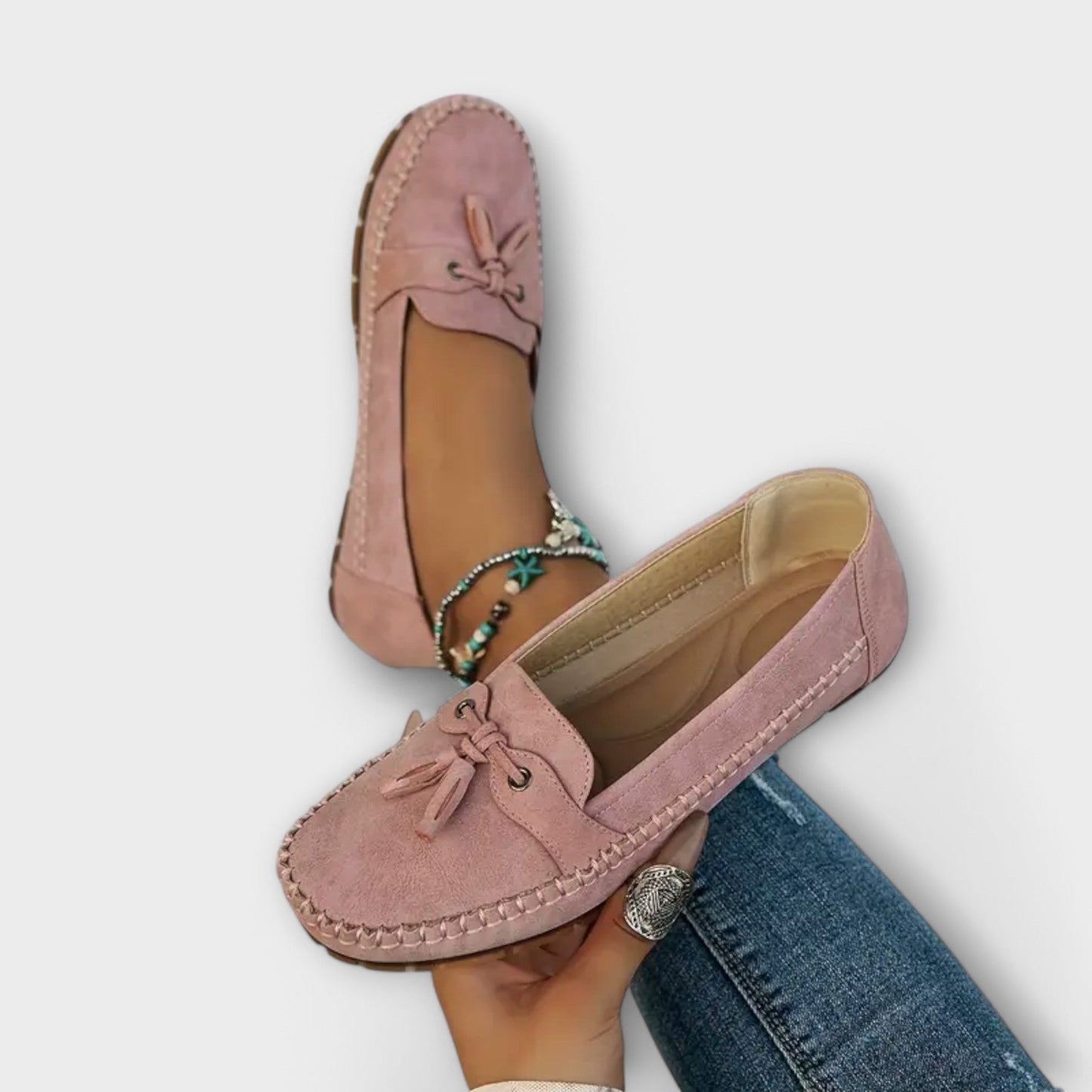 Tassel Bow Inset Whipstitch Cushioned Loafers