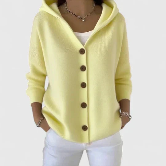 Women's Long Hooded Button Front Cardigan with Pockets