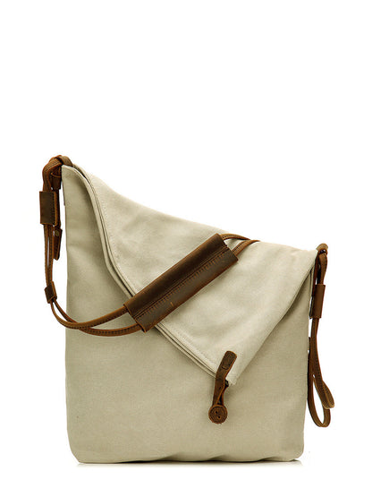 Asymmetrical Slouchy Folded Buttoned Adjustable Stitched Bag