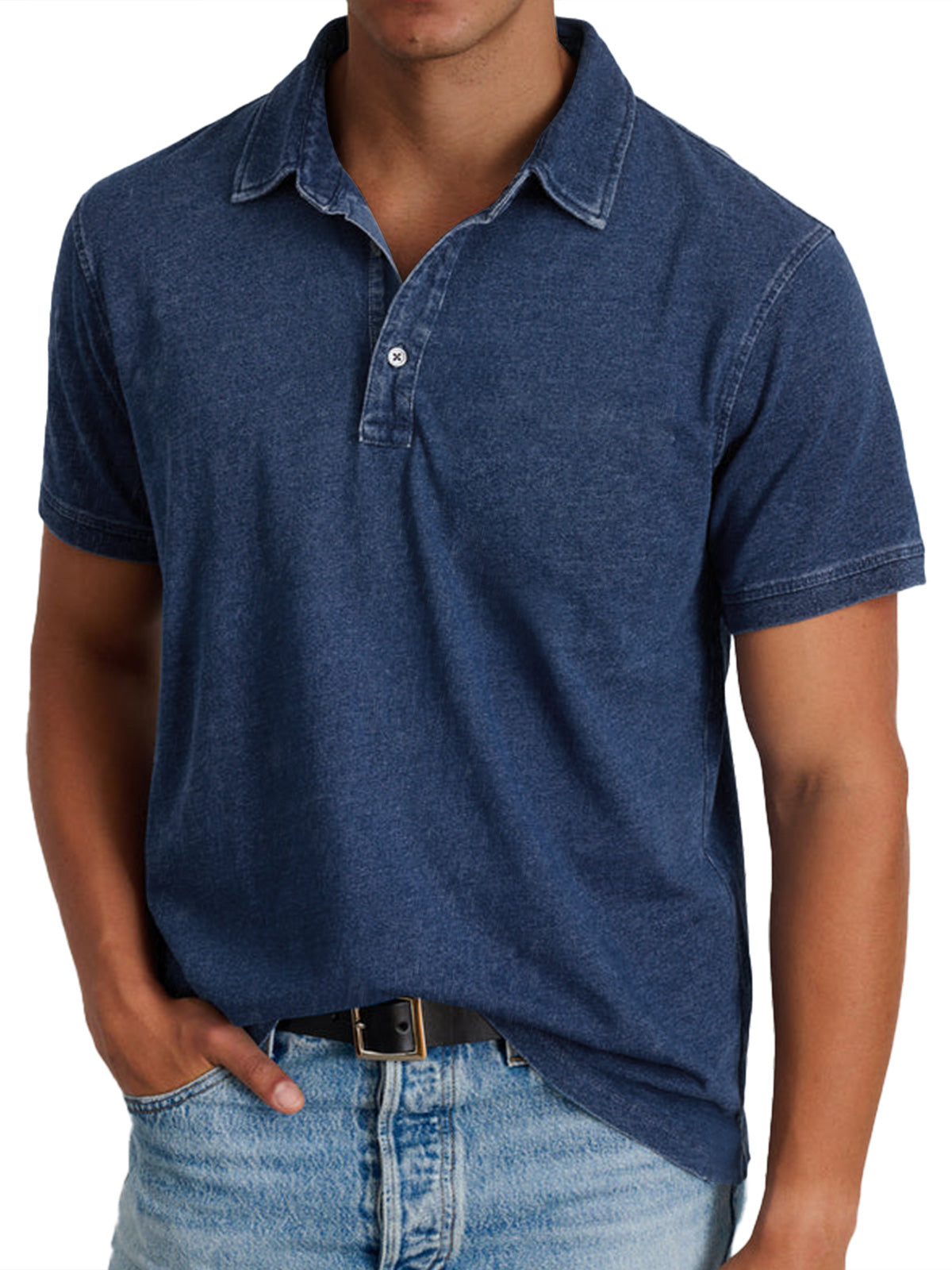 Collared Buttoned Washed Solid Straight Relaxed Shirt