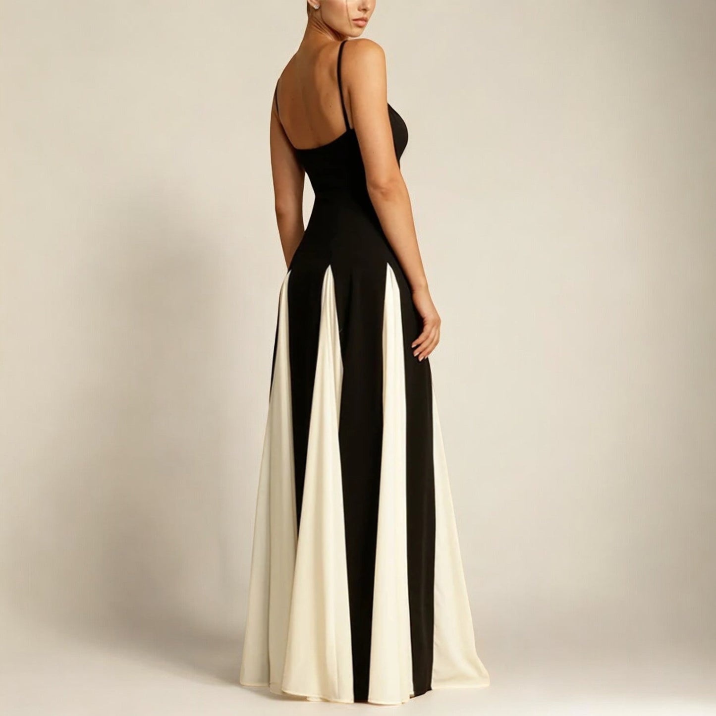 Spaghetti Strap Sleeveless Paneled Godet Dress