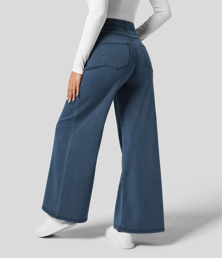 Women's High-Waisted Wide Leg Stretch Trousers