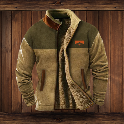 Men's Stand Collar Southwestern Print Sleeve Zip Jacket