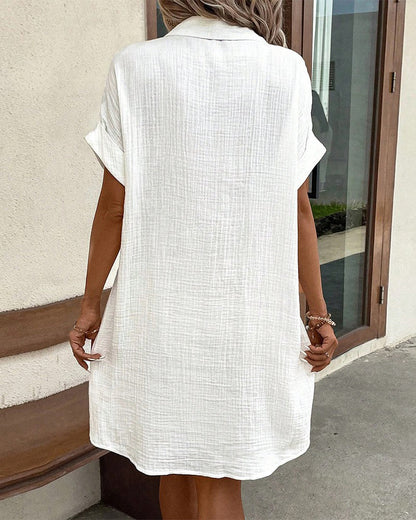 Loose Fit Short Sleeve Pocket Dress