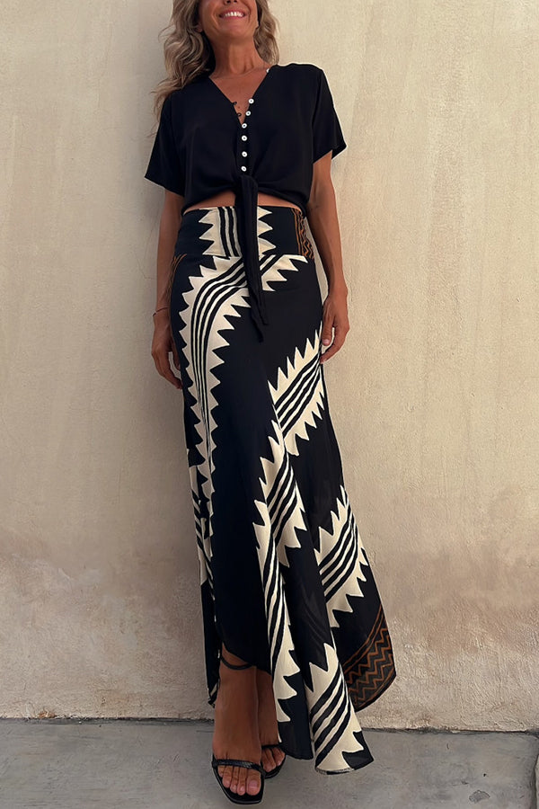 Tiered Pleated Flared Floor Length Skirt