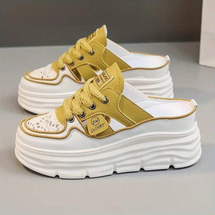 Lace Up Cutout Platform Round Toe Textured Sandals