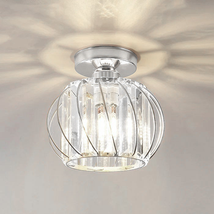 Metal Cage Ceiling Light with Glass Slats