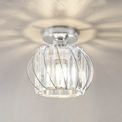 Metal Cage Ceiling Light with Glass Slats