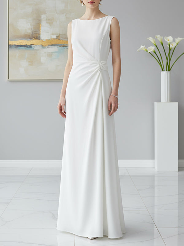 Sleeveless Ruched Waist Round Neck Maxi Dress