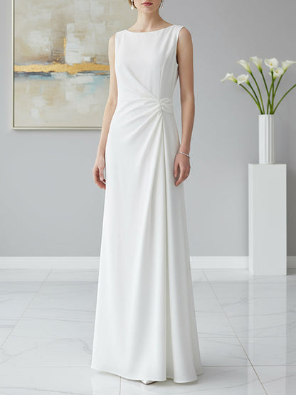 Sleeveless Ruched Waist Round Neck Maxi Dress