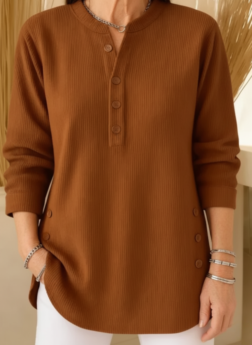 Women's Button Front Long Sleeve Ribbed Knit Sweater