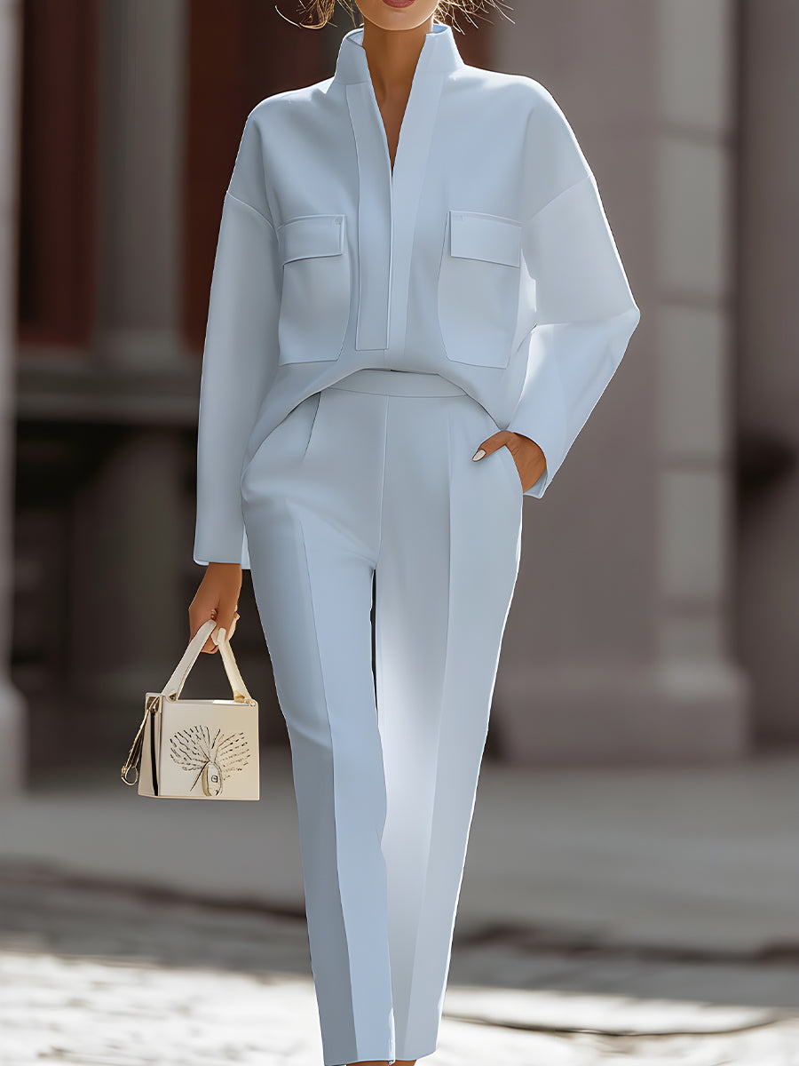 High Neck Flap Pocket Tapered Set