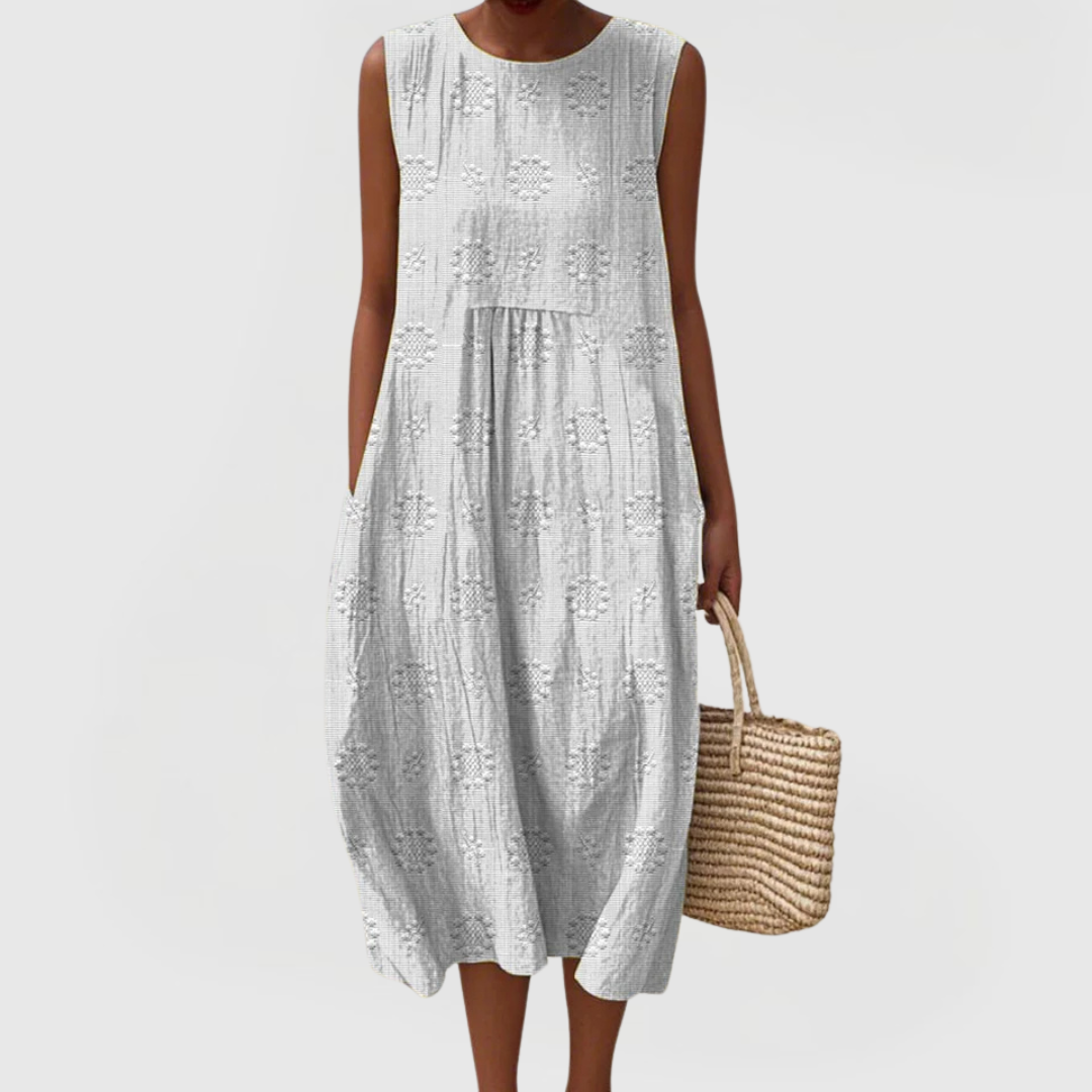 Round Neck Sleeveless Midi Dress
