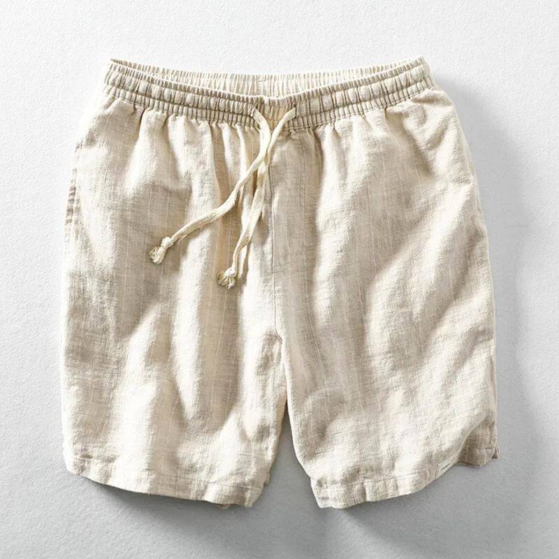 Striped Elasticized Drawstring Gathered Textured Loose Short