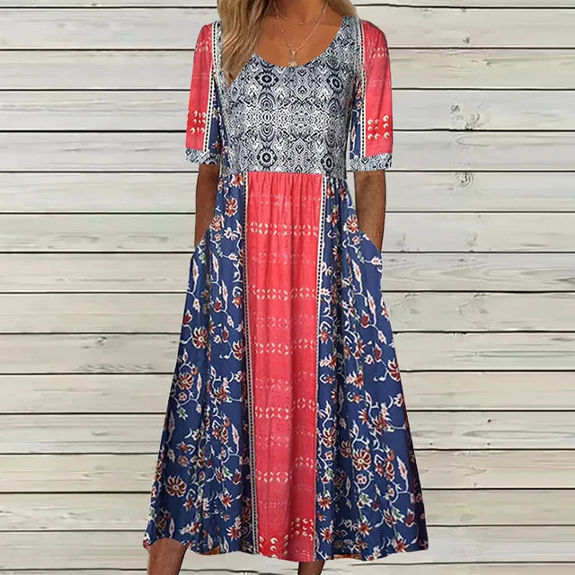 Floral Printed Scoop Smocked Tiered Dress