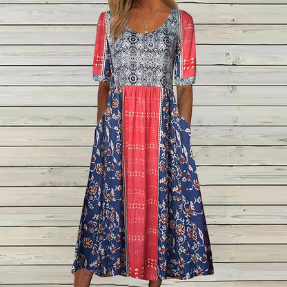 Floral Printed Scoop Smocked Tiered Dress