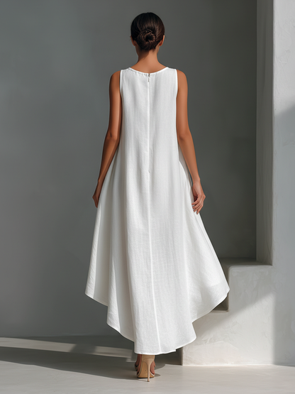 Round Neck Sleeveless Layered Asymmetric Dress