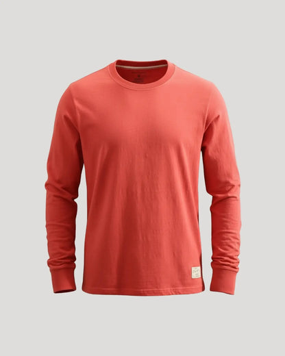 Round Neck Long Sleeved Cuffed Solid Shirt