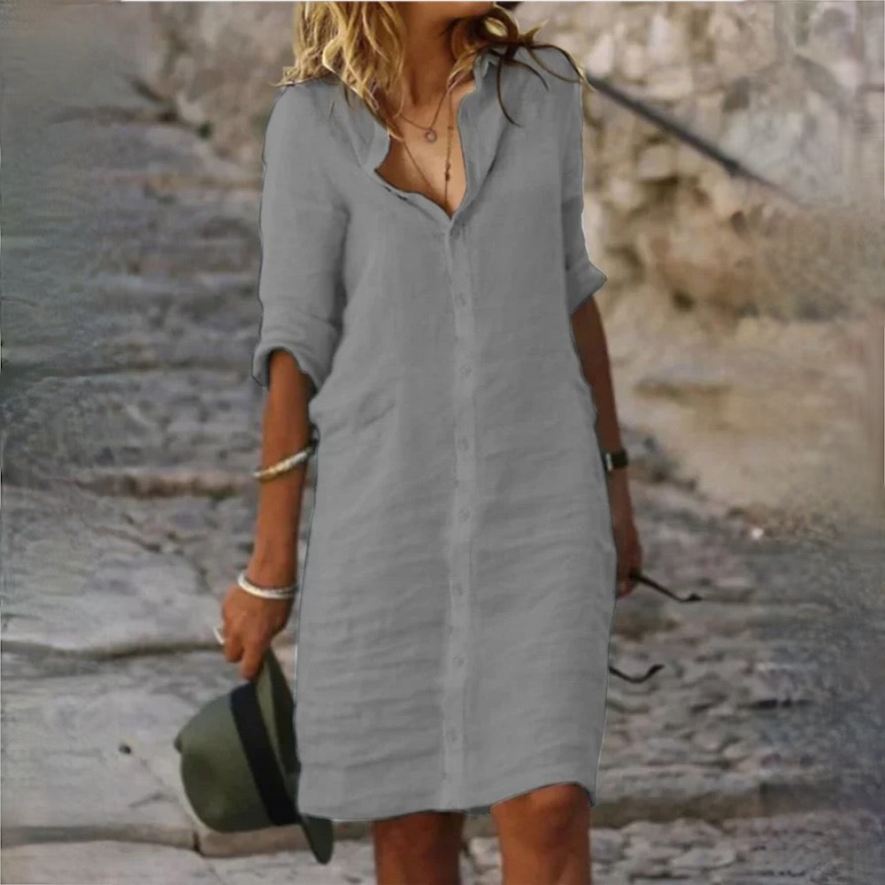 Buttoned Relaxed Straight Dress