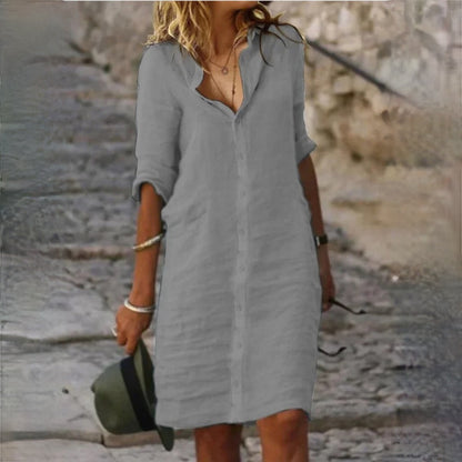 Buttoned Relaxed Straight Dress