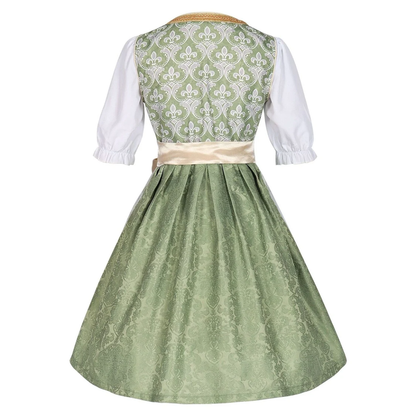 Women's Square Neck Short Sleeve Lace-Up Sage Green Midi Dress