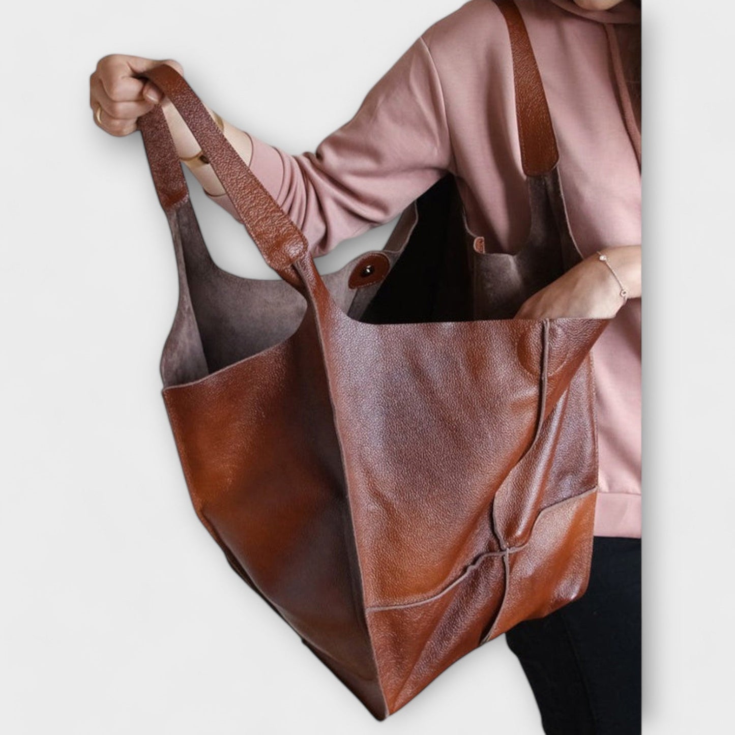 Pocketed Slouchy Oversized Structured Stitched Folded Bag