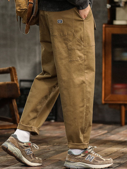 Pocketed Rolled Loose Straight Seamed Trouser
