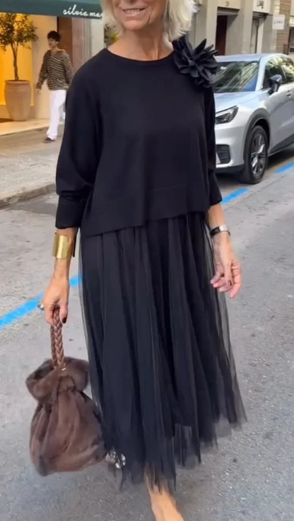 Round Neck Paneled Dress