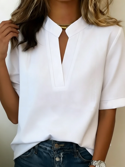 Split Neckline Blouse