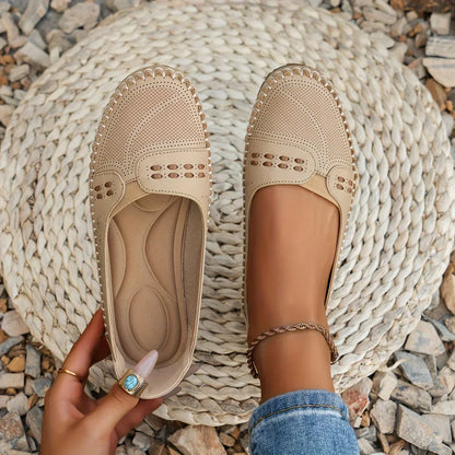 Round Toed Stitched Flat Shoes