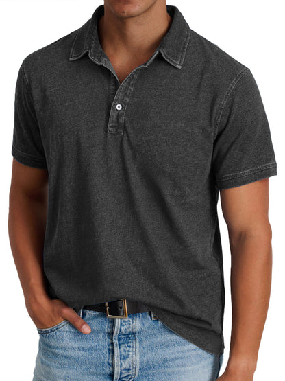 Collared Buttoned Washed Solid Straight Relaxed Shirt
