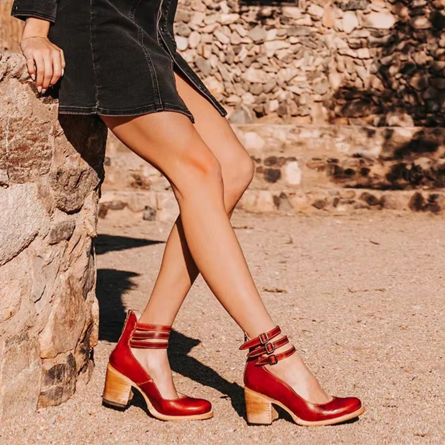 Triple Buckle Ankle Sandals