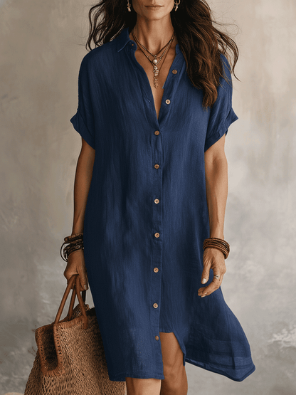 Short Sleeve Button Down Dress