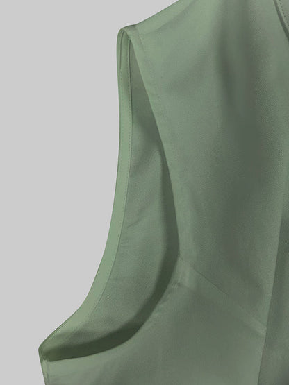 Sleeveless Zippered Pleated Maxi Fitted Flared Jumpsuit