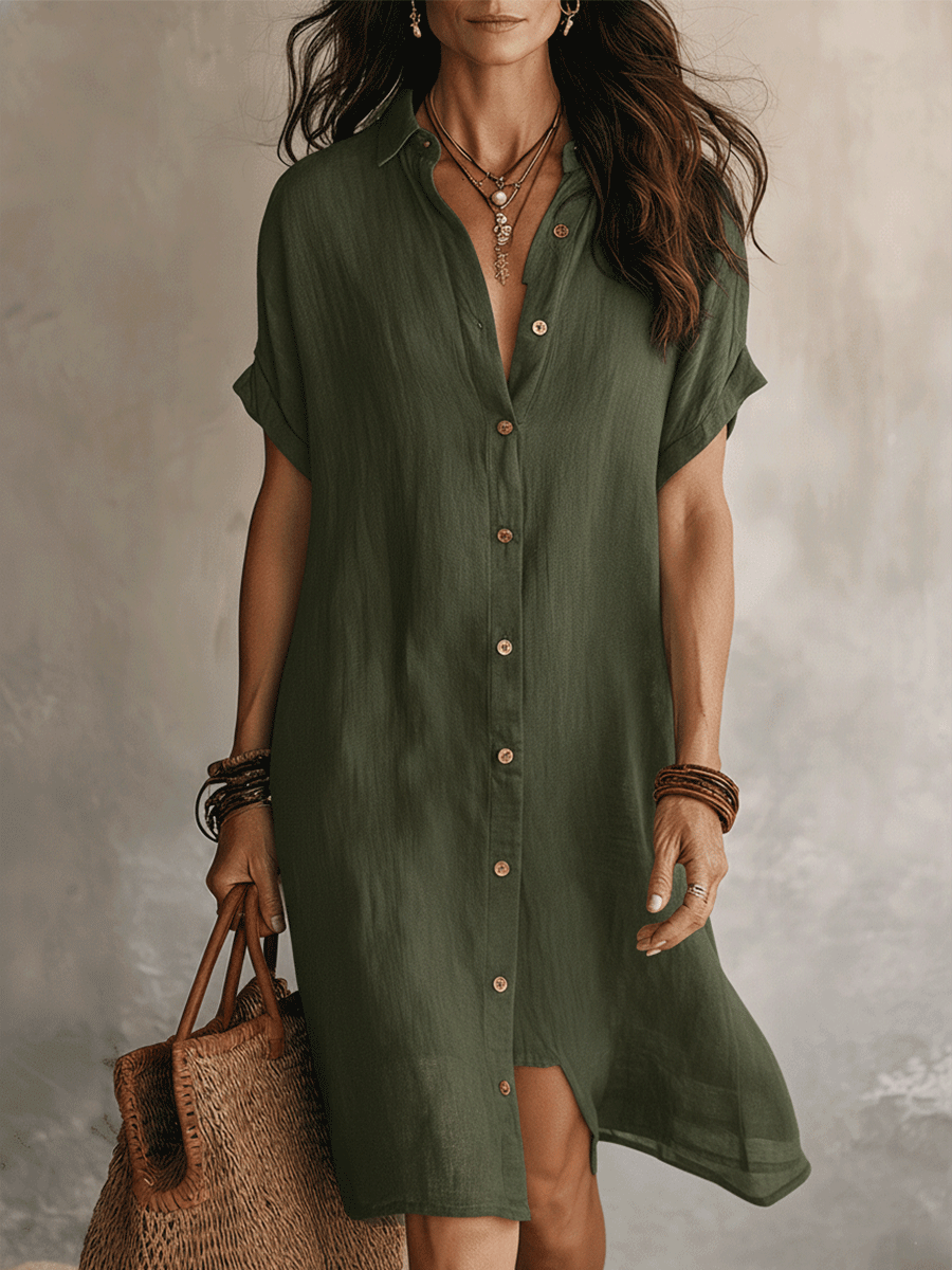 Short Sleeve Button Down Dress