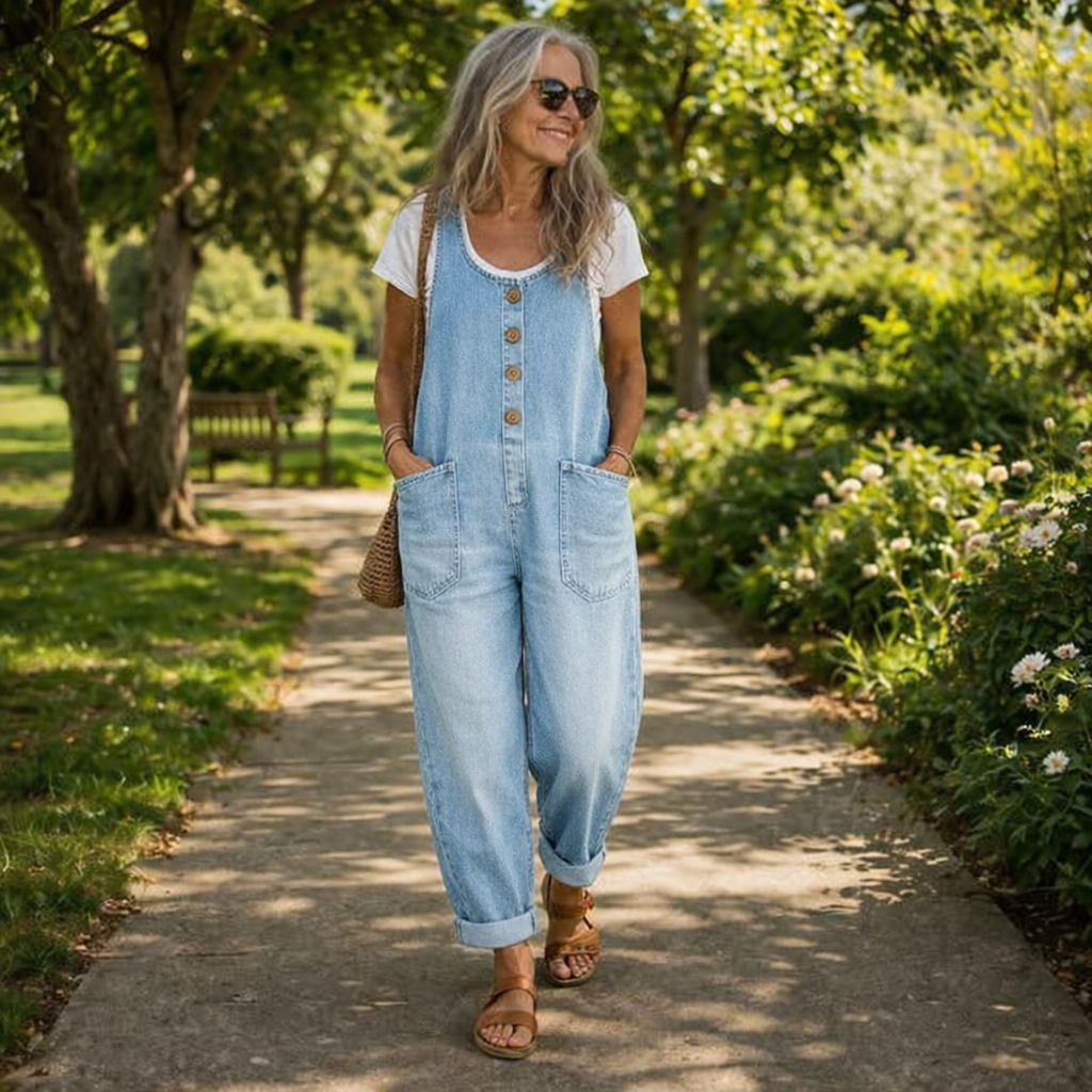 Button Front Wide Leg Jumpsuit