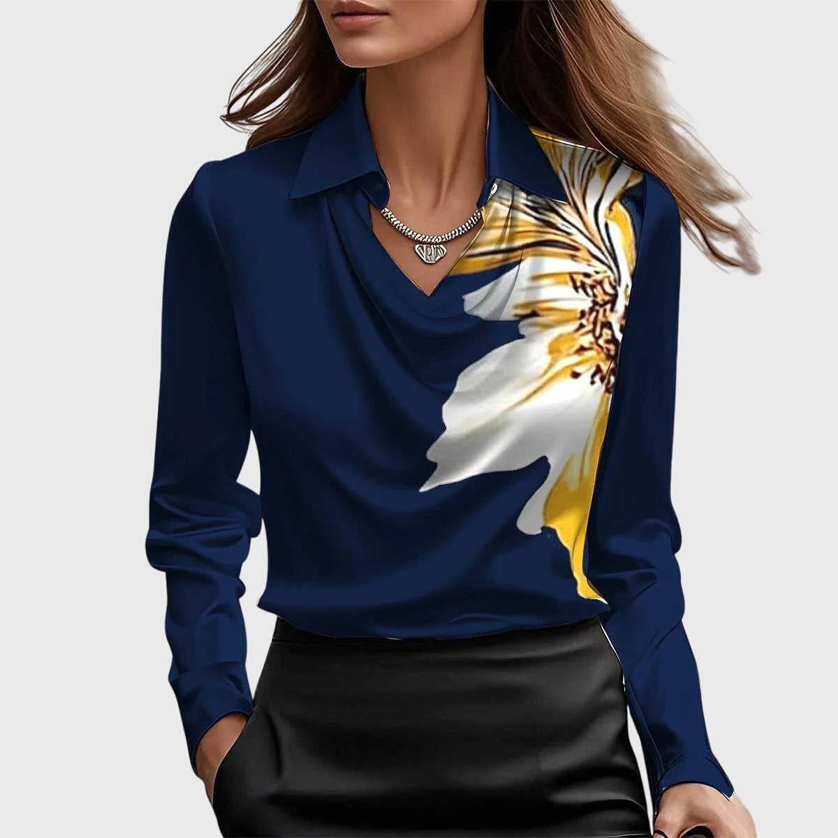 Draped Collared Blouse