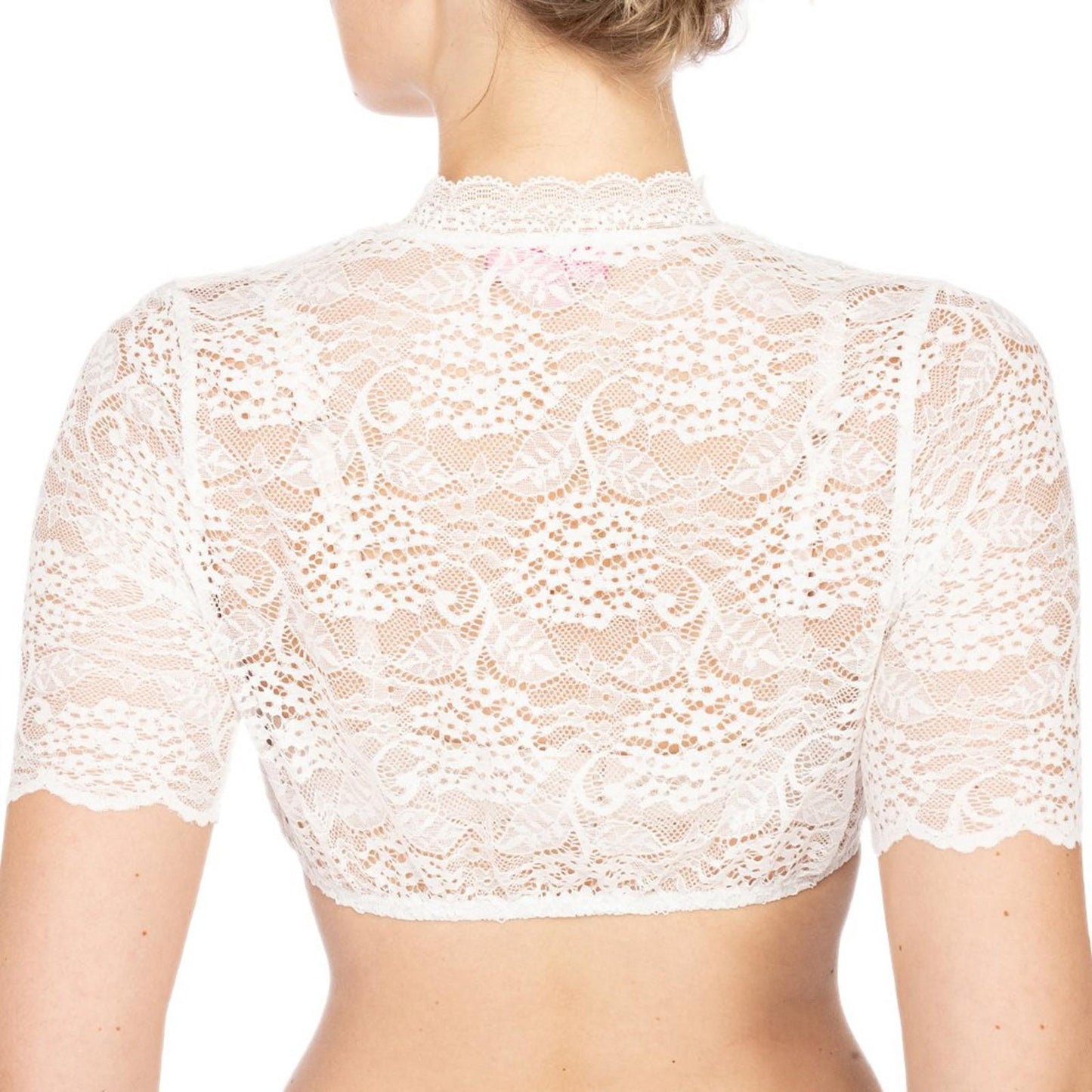 Women's Mock Neck Short Sleeve Lace Bolero Shrug