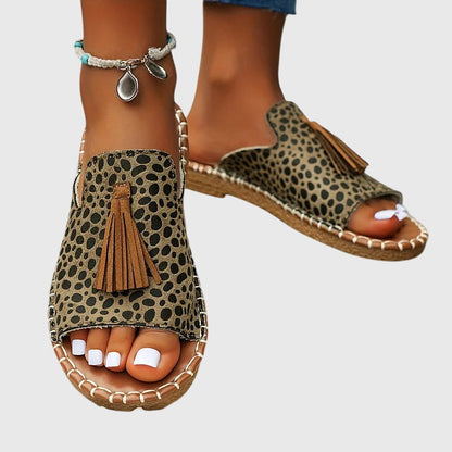 Tassel Open-Toe Flat Sandals