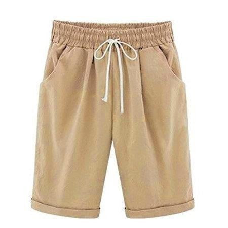 Tied Gathered Loose Pocketed Cuffed Solid Shorts