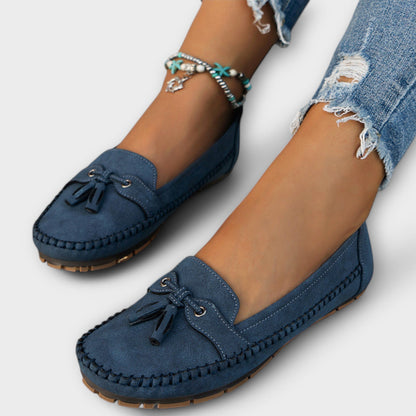 Tassel Bow Inset Whipstitch Cushioned Loafers