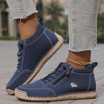 Zip-Up Lace-Up High-Top Orthopedic Sneakers